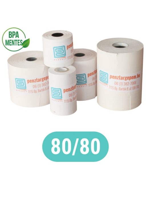 Pénztárgépszalag 80/80/12 (75m) Thermo 48g/m2 BPA mentes (blokk nyomtató, SMART KASSA stb.)