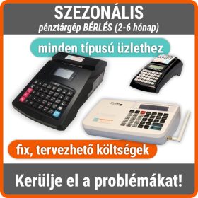  SZEZONÁLIS pénztárgép bérlés havidíj - 2-6 hónap között