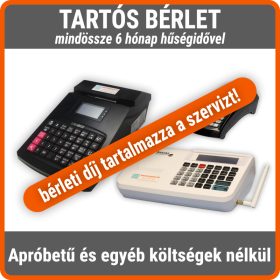 TARTÓS pénztárgép bérlés havidíj - minimum 6 hónapra